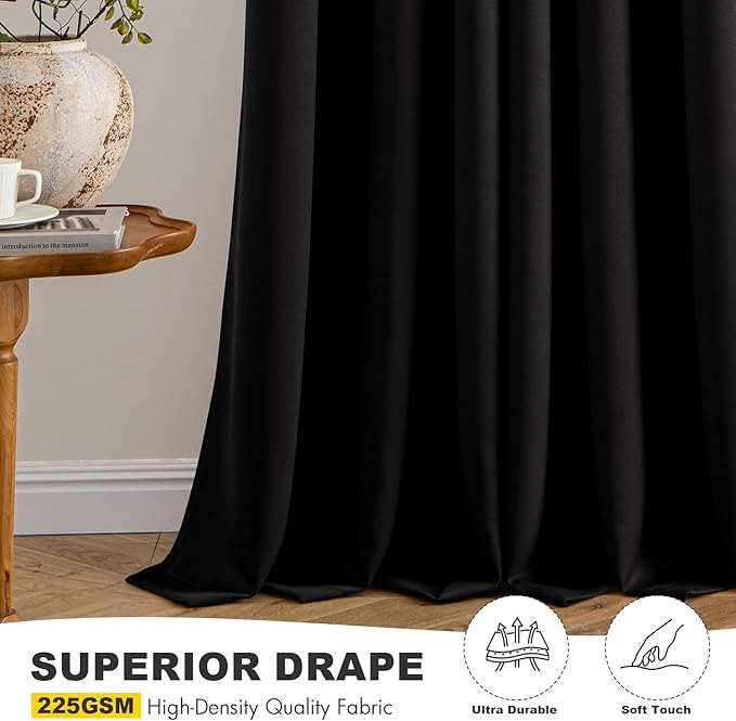 MIULEE Blackout Curtains for Bedroom 2 Panels 40 x 90 Inch Long Black | Thermal - Image 5