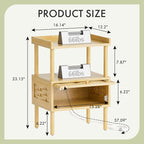 Amazer Nightstand with Charging Station, Bedside Table Bamboo with USB Ports & - Image 2