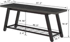 Oastreeful Industrial Entryway Bench Rustic Wood and Metal Storage Bench - Image 2