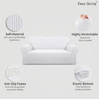 Easy-Going Stretch Oversized Loveseat Couch Covers Washable Snow White | - Image 3