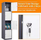 Metal Locker with 4 Doors, Lockable Locker Cabinet - Image 6