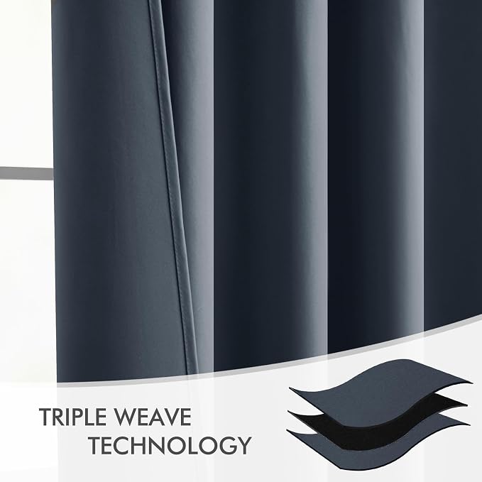 MIULEE Stone Blue Back Tab Blackout Curtains 52x108 Inch Long 2 Panels Set | - Image 7