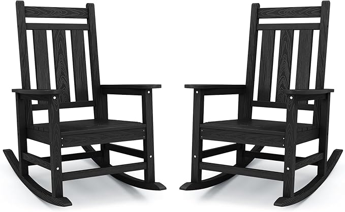 KINGYES Oversized Outdoor Rocking Chair Set of 2, All-Weather Patio Rocking by KINGYES