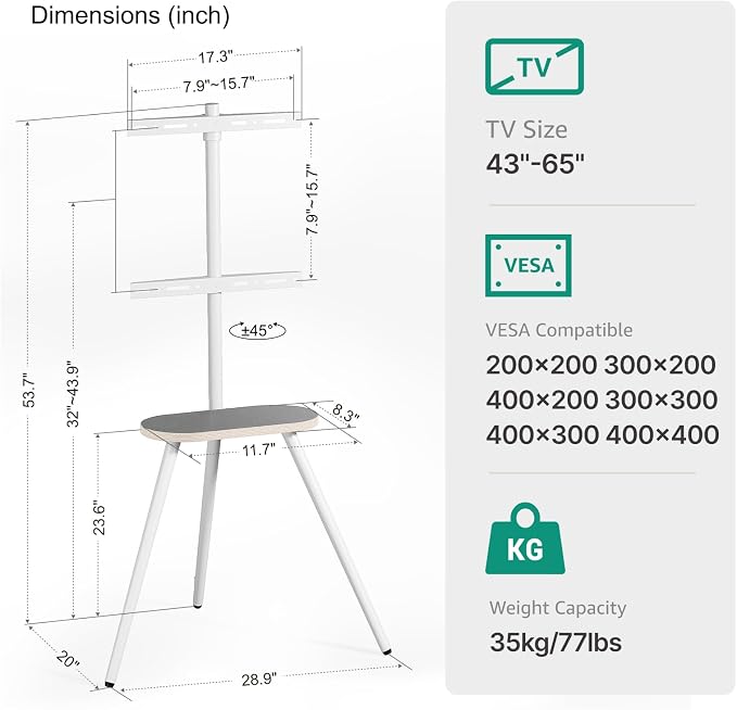 White Metal Tripod Easel TV Stand - Image 7