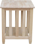 HomeStock Asian Tall End Table, Solid Parawood, 32 lbs, Butcher Block Surface - Image 4
