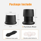 Adjustable Furniture Bed Risers, 1.6-2.6 inch Black, Durable Plastic Anti Slip - Image 6