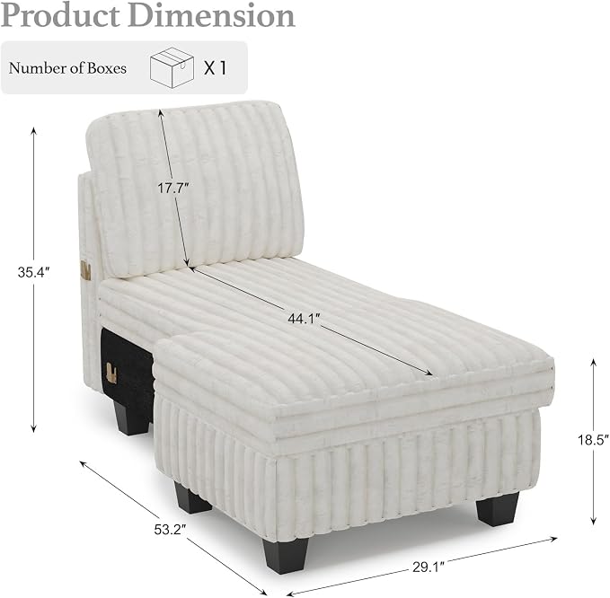 Belffin Modular Sectional Storage Chaise Module - Image 2