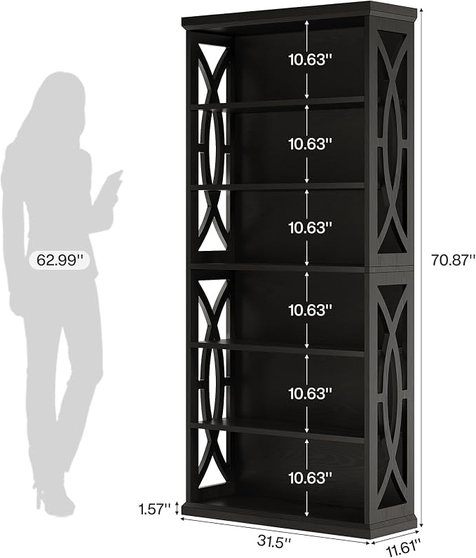 Tribesigns 6-Tier Bookshelf, 71 Inches Tall Freestanding Bookcase, Large - Image 2
