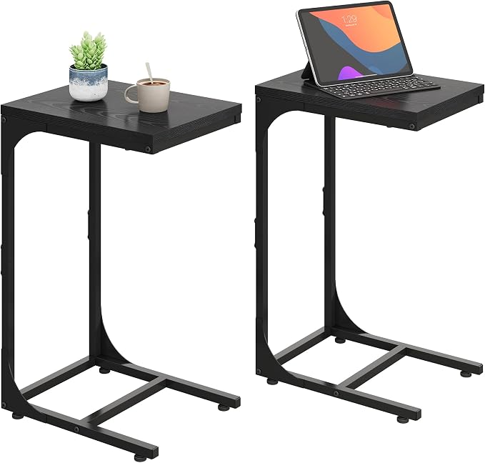 WLIVE C-Shaped End Table Set of 2, Small Couch Side Tables by WLIVE