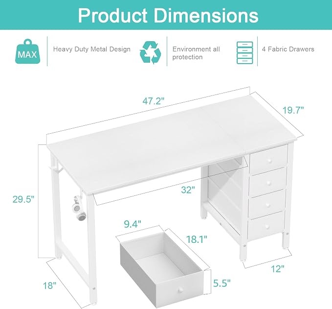 Lufeiya White Computer Desk - Image 3