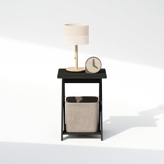 Furinno TIDUR Night Stand, Open Shelf Design X-Legs Nightstand, Criss-Crossed - Image 4