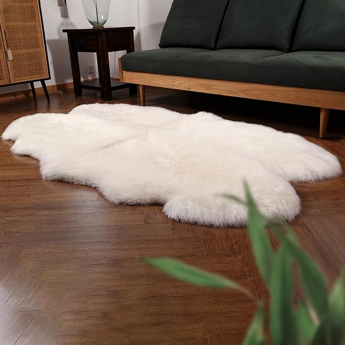 IRIWOOL Premium Genuine Fur Sheepskin Rug Real Australia Sheepskin Natural - Image 6