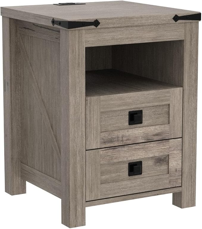 T4TREAM Nightstand with Charging Station, End Table, Side Table with 2 Drawers - Image 4