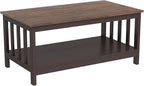 ChooChoo Farmhouse Coffee Table, Espresso Living Room Table - Image 3