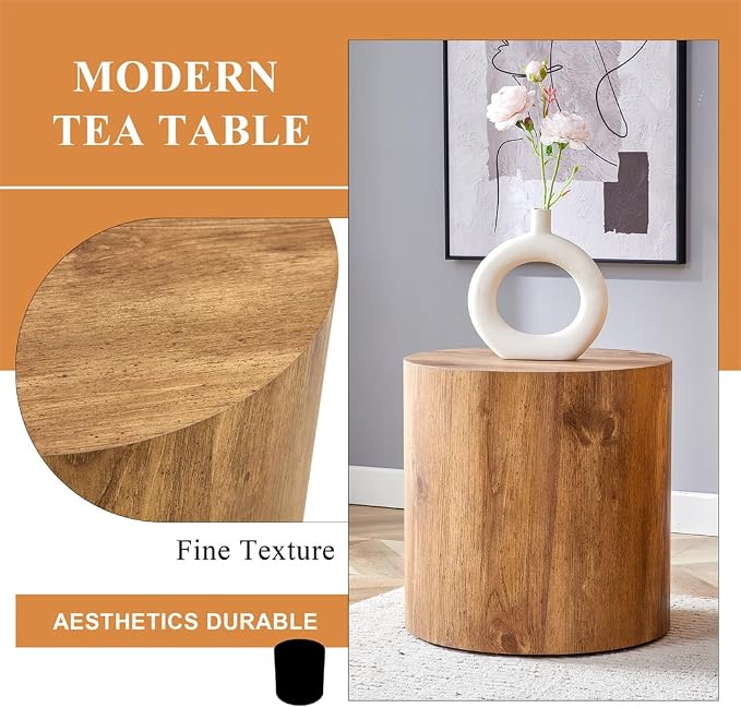 Round Side Table, End Table Living Room Table, Sofa Couch Bedside Table - Image 7