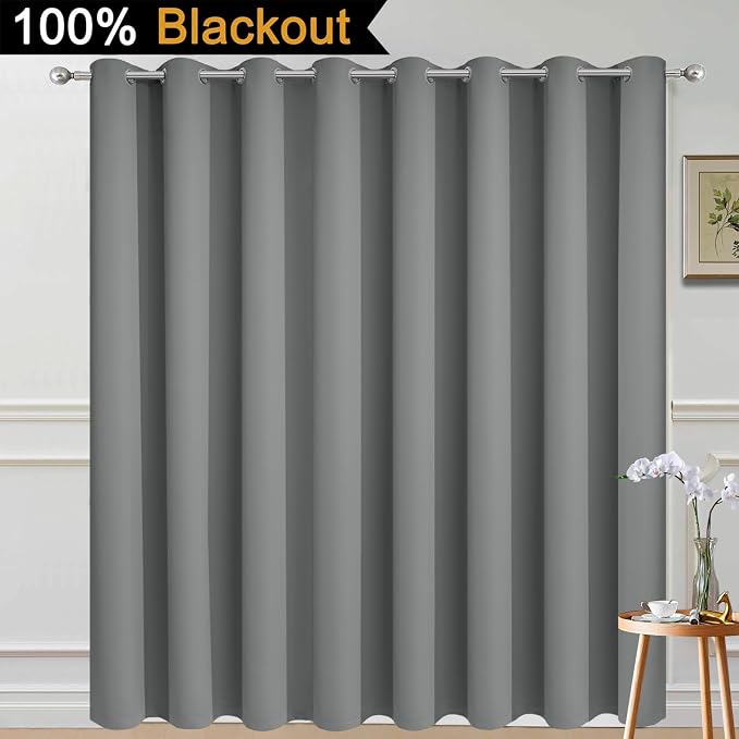 Yakamok Dove Grey Blackout Patio Door Curtain Panels W100 x L108, 1 Panel | - Image 2