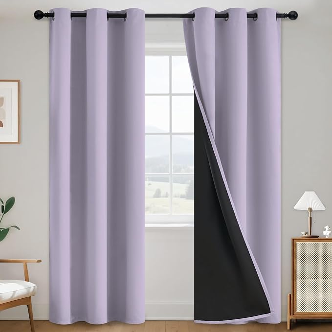 SimpleHome Lilac 100% Blackout Curtains Room Darkening Living Room 84 Inch | by SimpleHome