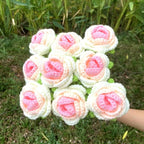 JOONOR 6 Pcs Hand-Woven Roses, Crochet Rose Flower Bouquet, Gradient Pink - Image 2