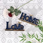 Love Sign Decor,Blue and Gold Room Decor Aesthetic, Knick Knack Shelf,Gold Bird Decor, Boho Bookshelf,Abstract Gold Statue,for Living Room,Bedroom, Contemporary Tv Stand Set of 2 (2, Blue) - Image 5