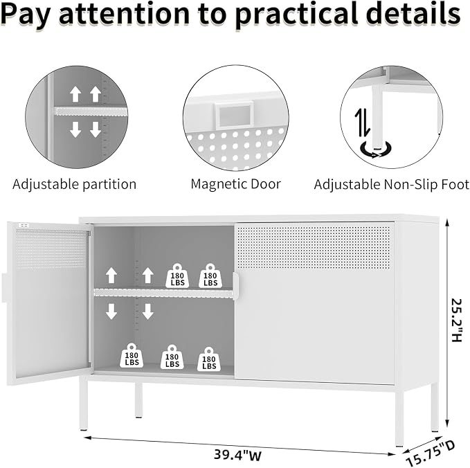 White Metal Storage Cabinet - Image 2
