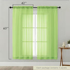 Sheer Curtains 63 Inch Length 2 Panels Set - Image 2
