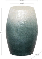 Tylin Ivory and Blue Capiz Ombre Drum Accent Table - Image 3
