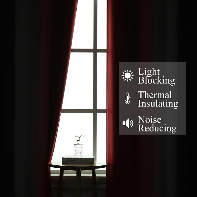 Red and Black Ombre Blackout Bedroom Curtains 102 Inches | Room Darkening - Image 3