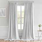 MIULEE Greyish White Back Tab Blackout Curtains 52x96 Inch Long 2 Panels | Rod - Image 9