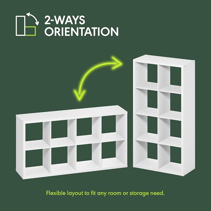 Furinno CUBICLE Book Shelf, 8-Cube Bookshelf, Extra Thick Frame Horizontally & - Image 5