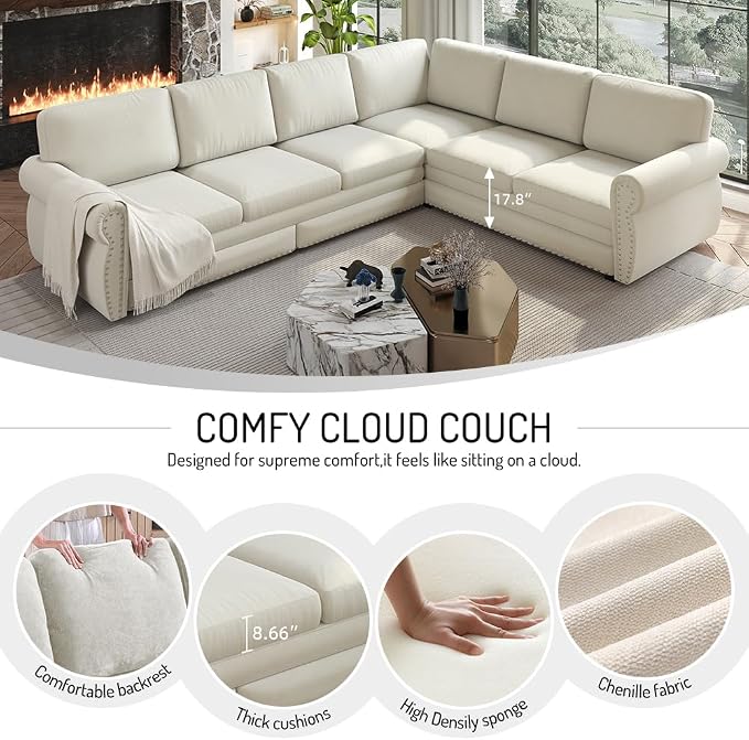 118" L-Shaped Sleeper Couch Bed - Image 9