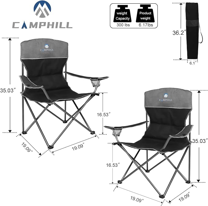 Camping Chair Set of 3, Outdoor Folding Camping Chairs - Image 4