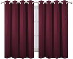 Blackout Curtains 66 x 54 Inch Long Burgundy Red Curtains Set of 2 Panels Room - Image 2