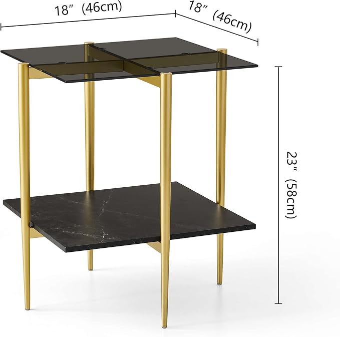 LumFurn Glass End Table, Mid-Century Modern Design Sofa Table, - Image 2
