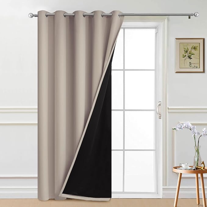 Yakamok Natural 100% Blackout Patio Door Curtain Panels W70 x L84, 1 Panel | by Yakamok