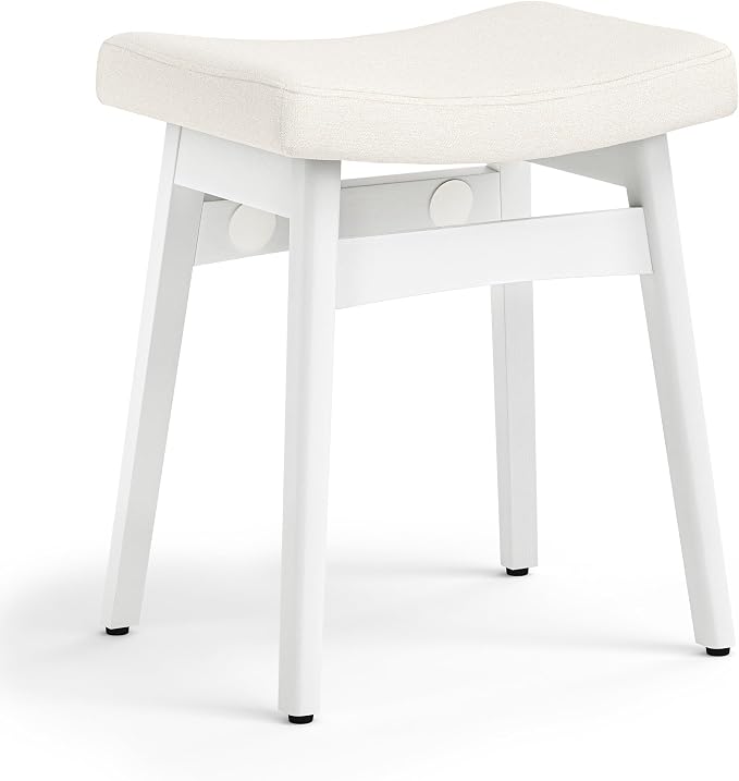 LUE BONA Solid Wood Vanity Bench Stool, 17.3" H Ergonomic Saddle Stool - Image 7