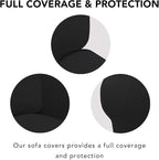 PureFit Stretch Oversized Couch Covers Fleece Sofa Slipcovers Black | 1-Piece - Image 3