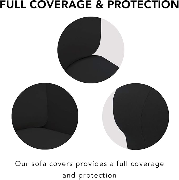 PureFit Stretch Oversized Couch Covers Fleece Sofa Slipcovers Black | 1-Piece - Image 3