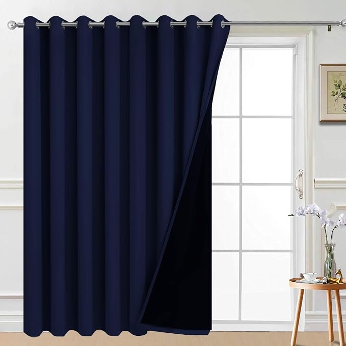 Yakamok Navy Blue Blackout Patio Door Curtain Panels W100 x L84, 1 Panel | by Yakamok