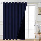 Yakamok Navy Blue Blackout Patio Door Curtain Panels W100 x L96, 1 Panel | by Yakamok