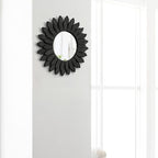 Honiway Black Wall Decor Wall Mirror 12 inch Boho Wall Decor Wood Decorative - Image 5
