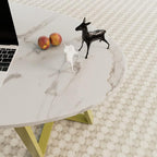 Wolawu Coffee Table White Faux Marble Coffee Table - Image 7
