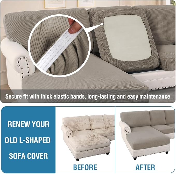 H.VERSAILTEX 2025 New Sectional Couch Covers 6 Pieces Stretch Sofa Covers - Image 6