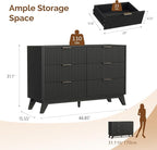 VINGLI Black Fluted 6 Drawer Dresser - Image 2
