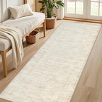 2'6''x8' Hallway Washable Runner Rug: Kitchen Carpet Retro Beige | Vintage Boho - Image 2