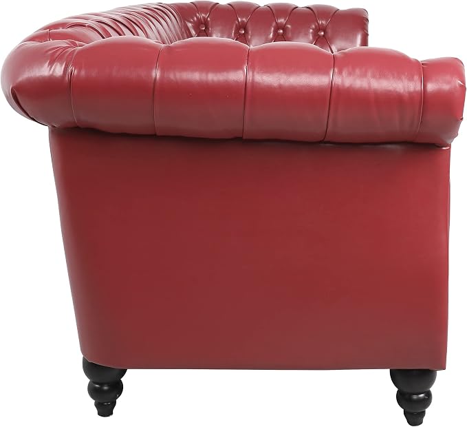 LEVNARY Chesterfield Sofa, Classic Tufted Upholstered Leather Couch, Modern 3 - Image 5
