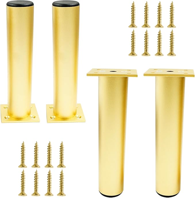 Set of 4 Aluminum Alloy Furniture Legs 7 Inch Height, 1.5 Inch Diameter by Kyuionty