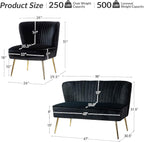 HULALA Home 3 Piece Velvet Living Room Furniture Set, Modern Comfy Upholstered - Image 2