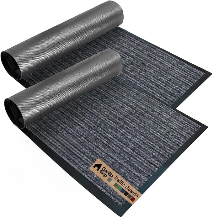 GORILLA GRIP Waterproof Traffic Guard Door Mat, 35x23 2 Pack Indoor Outdoor by Unknown