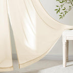 MIULEE Butter Cream Sheer Curtains 63 Inches Long 4 Panels 54 x 63 Inches | - Image 3