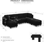Belffin 114.2" Modular Sectional Sofa Corduroy 7 Seats U Shaped Sofa Couch - Image 2